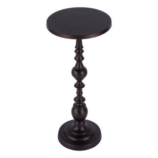 Darien Outdoor Round Pedestal Side Table, Outdoor Bronze For Sale