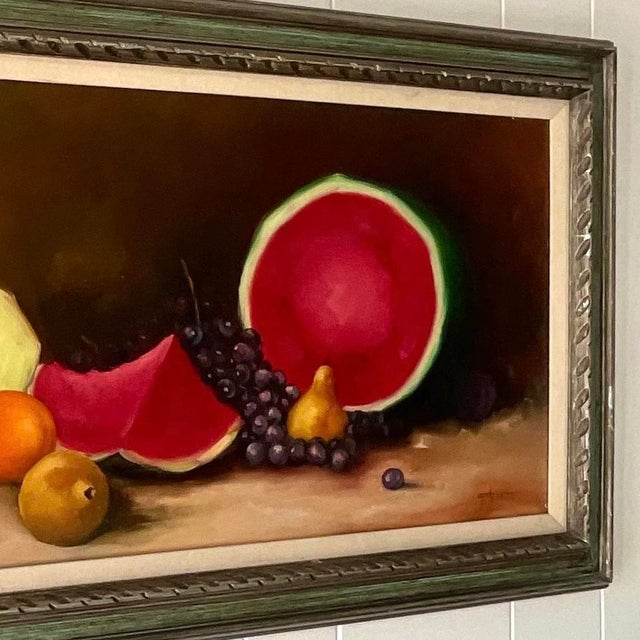 Vintage Signed Fruit Still Life Oil Painting on Canvas For Sale - Image 15 of 15