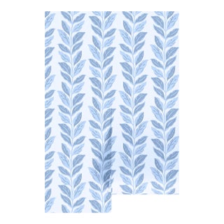 Garden Leaf Stripe Grasscloth Wallpaper by House Party | French Blue | 8 Yards For Sale