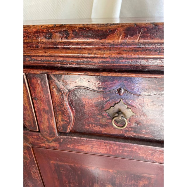 Mid 19th Century Dark Red Chinese Antique Sideboard For Sale - Image 4 of 5