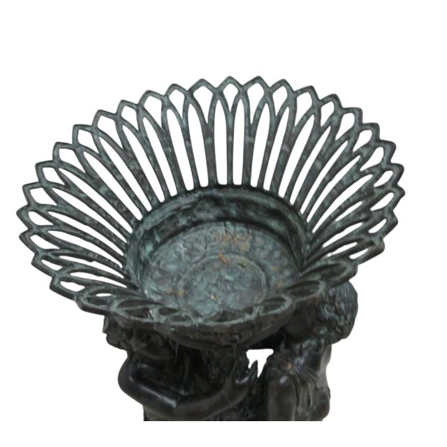 French Vintage Bronze Frolicking Boys Statue Italian Regency French Urn Planter For Sale - Image 3 of 12