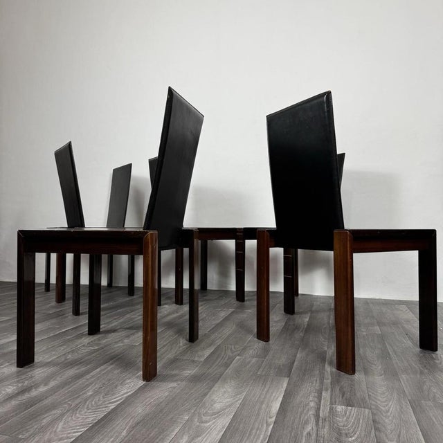 Mid-Century Modern Rosewood Dining Chairs in the style of Afra & Tobia Scarpa, 1970, Set of 6 For Sale - Image 9 of 15