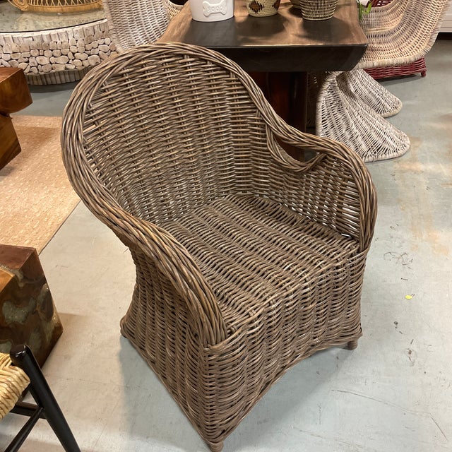 Contemporary Dark Wicker Dining Chair Chairish