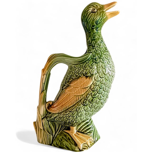 French Majolica Duck Pitcher by Keller & Guerin for Saint Clement, 1900s For Sale - Image 16 of 16