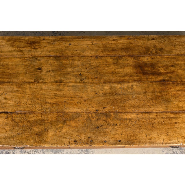 Early 19th Century Early 19th Century French Provincial Fruitwood Farmhouse Table With Two Drawers For Sale - Image 5 of 18