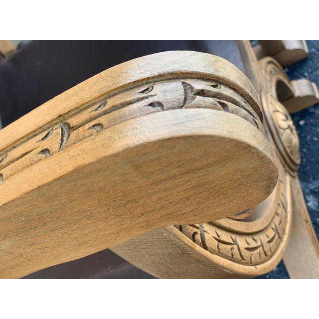 19th Century Pair of Carved Walnut Leather Savonarola Bench or Settee For Sale - Image 12 of 18