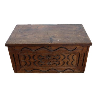 Antique Italian Wood Trunk For Sale