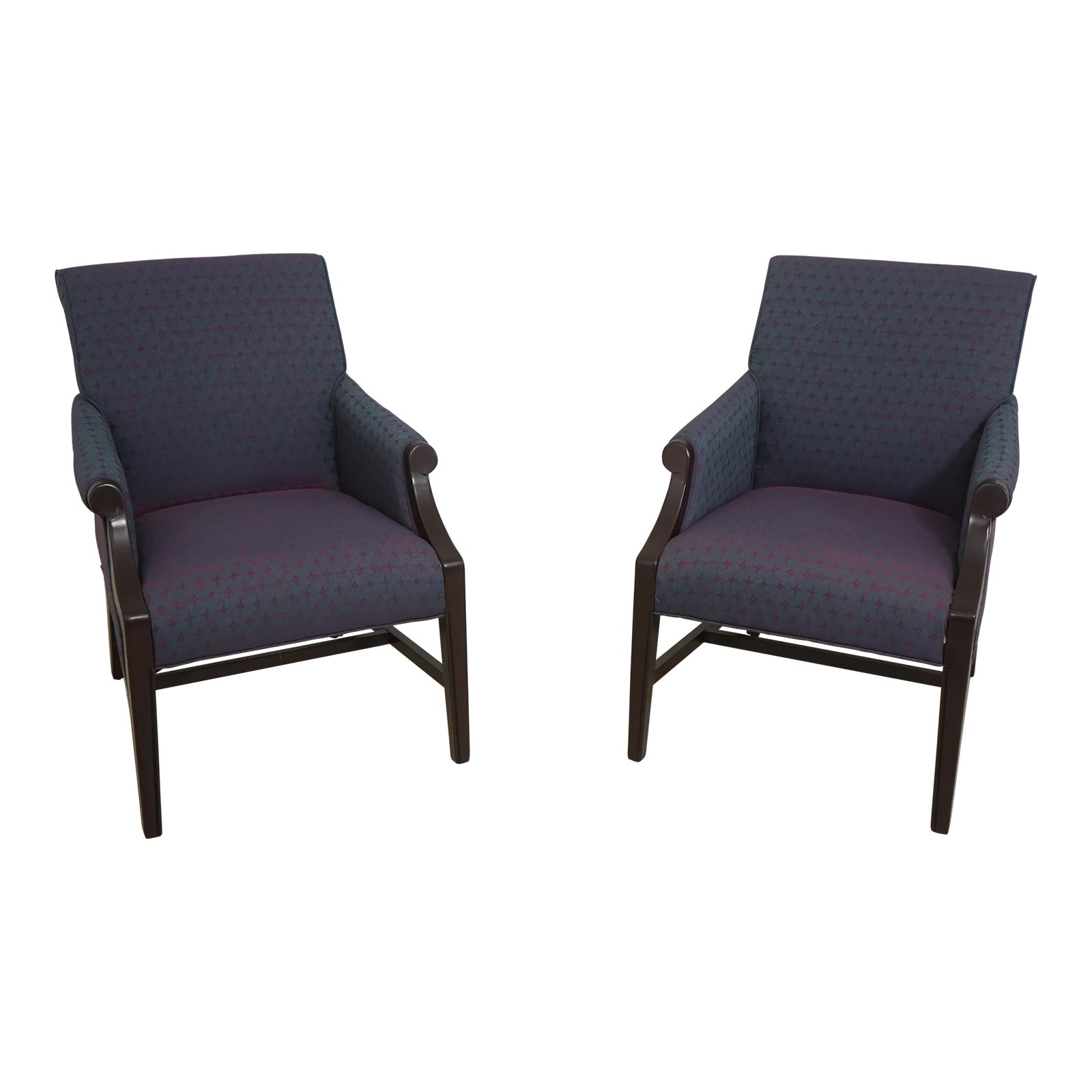 Pair Upholstered Arm Library Chairs | Chairish