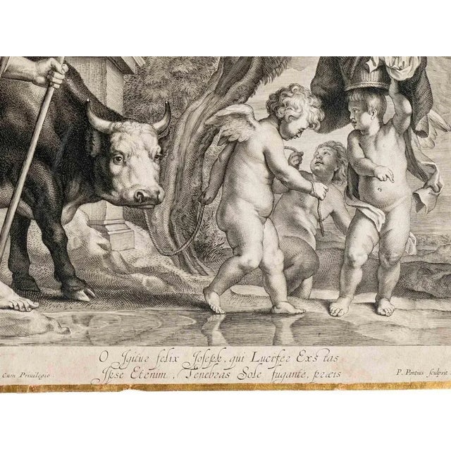 Christ and the Samaritan woman at the well is an old master artwork realized in 17th Century. Black and white etching....