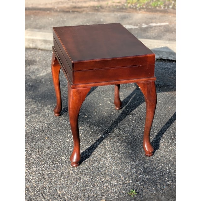 Brown Vintage Queen Anne Style Wood Cutlery Canteen Table With Cabriole Legs For Sale - Image 8 of 11