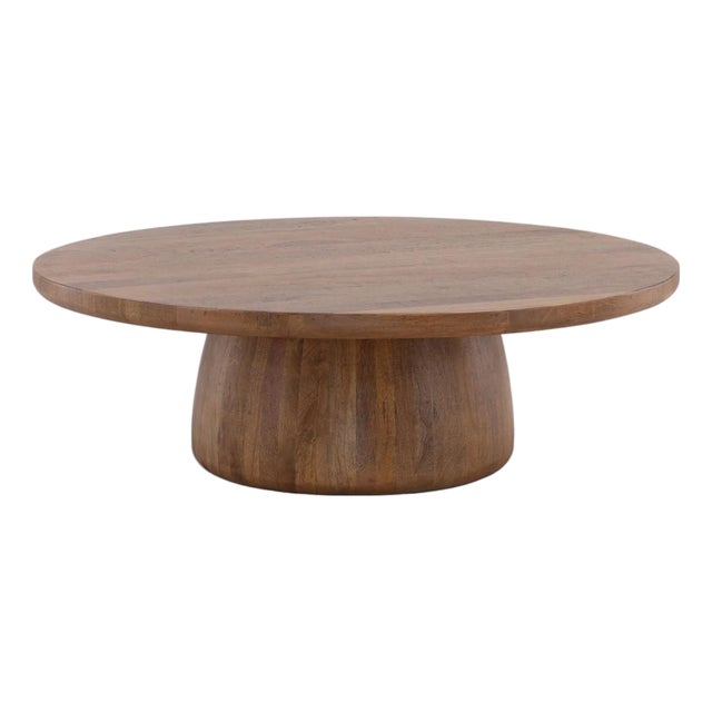 Carlo Round Pedestal Organic Modern Coffee Table For Sale