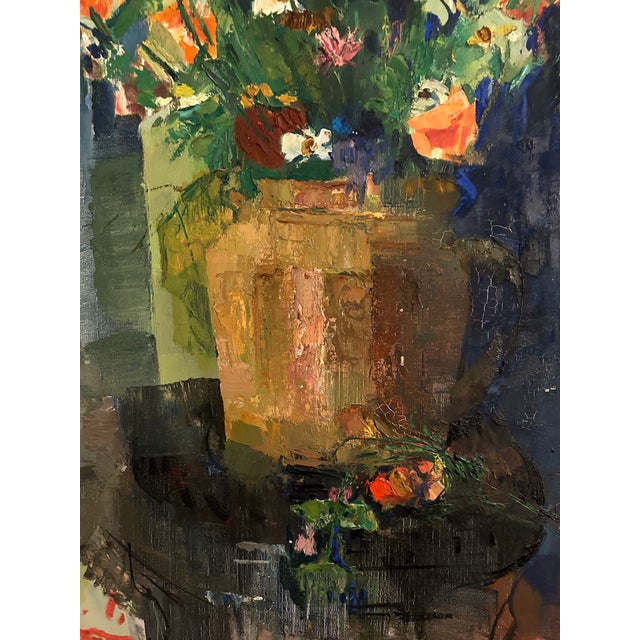 French Large Paul Collumb Impasto Still Life Painting For Sale - Image 3 of 10