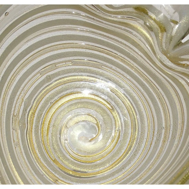 Glass Vintage Murano Barovier Toso Gold Flecks White Swirl Italian Art Glass Heart Ashtray Dish Bowl For Sale - Image 7 of 11