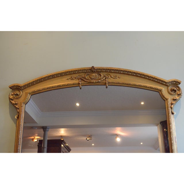 Gold Large Victorian Giltwood Arched Overmantel Mirror, 1850 For Sale - Image 8 of 15