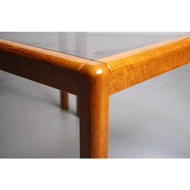 Minimalist Teak End Tables with Smoked Glass Tops For Sale - Image 4 of 5