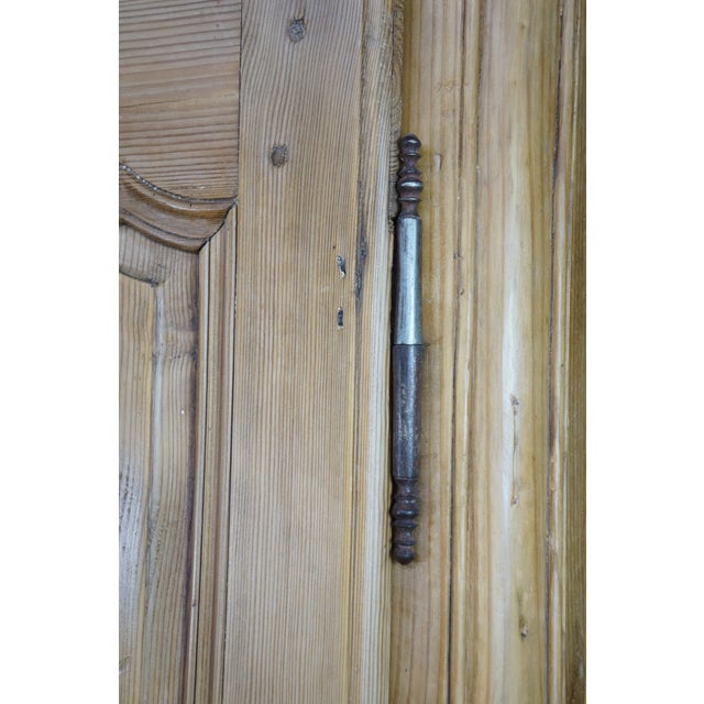 Antique 19th C. French Provincial Louis XV Pine Wardrobe Armoire Media Cabinet For Sale - Image 14 of 17