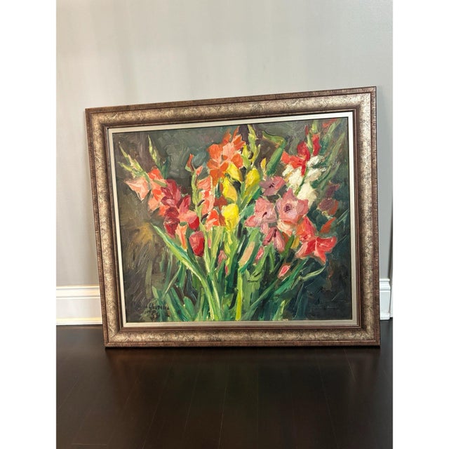 Original Framed Floral Oil Painting For Sale - Image 4 of 8