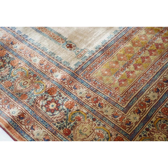 Antique Silk Tabriz Rug 3'9'' X 5'8'' For Sale - Image 9 of 12