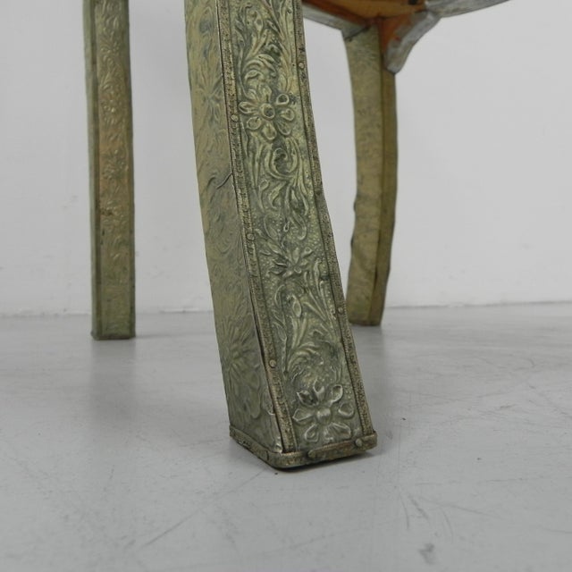 Mid-Century Modern Dining Chair with Stamped Tin, 1920s For Sale - Image 3 of 18