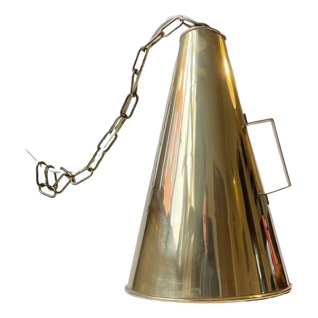 Vintage Nautical Brass Megaphone Pendant Lamp, 1970s For Sale
