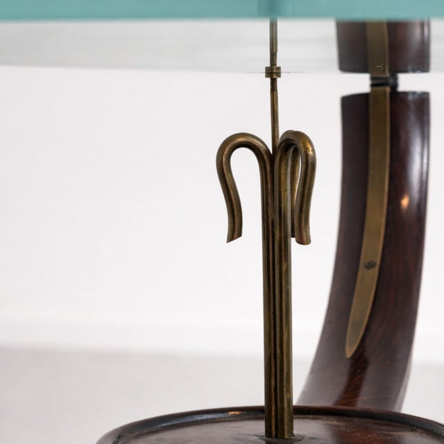 1950s Italian Mid-Century Wood Coffee Table Glass in Style of Fontana Arte, 1950s For Sale - Image 5 of 8