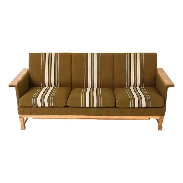 Danish Mid Century Modern Sofa W Straight Paddle Arms For Sale