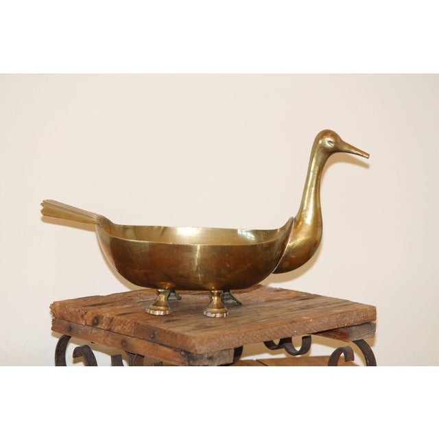Mid-Century Modern Mid-Century Brass Footed Duck Catchall Bowl / Dish For Sale - Image 3 of 8