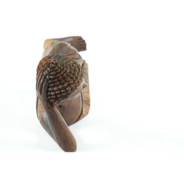 Beautiful Antique Chinese Wood Sculpture of Lying Buddha. Made in the Late 19th Century