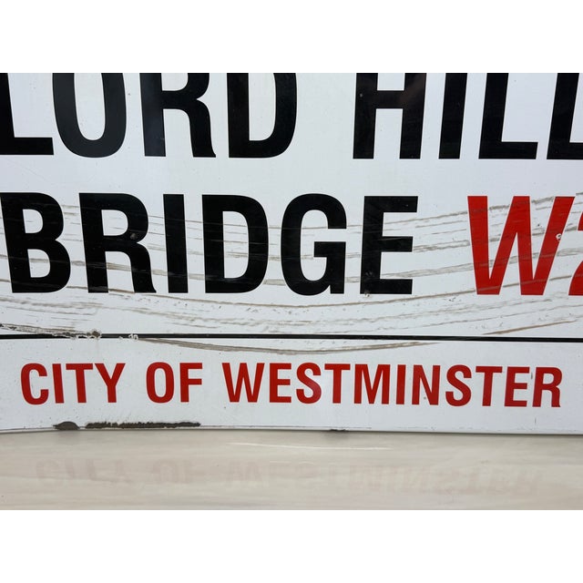 Lord Hill’s Bridge W2 – Original City of Westminster Enamel Street Sign Designed by Sir Misha Black, c.1967) For Sale - Image 6 of 18