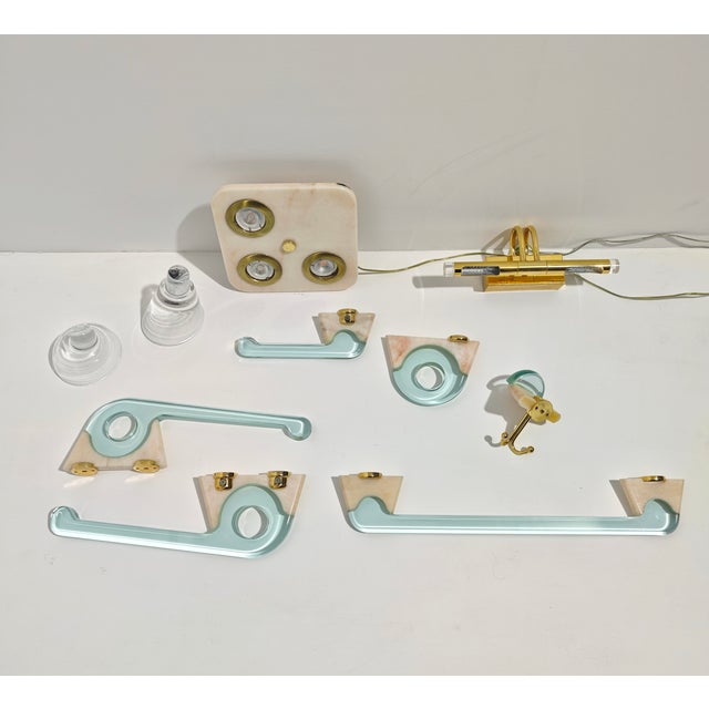 Mid-Century Modern Italian Glass and Onyx Bathroom Accessory Set, 1980s, Set of 10 For Sale - Image 13 of 18