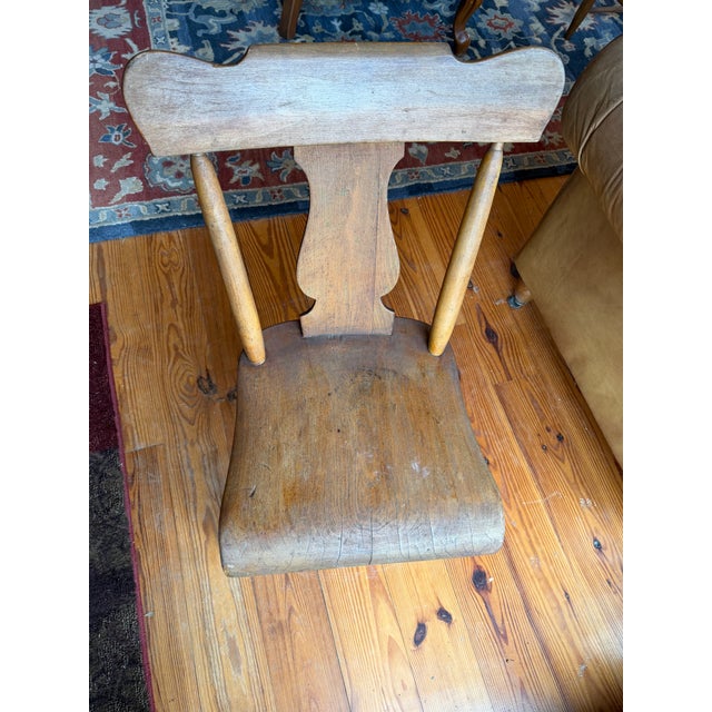 Late 19th Century Pair of Antique Primitive Farmhouse Chairs – Country Wooden Side Chair With Original Patina, Circa 1900 For Sale - Image 5 of 8