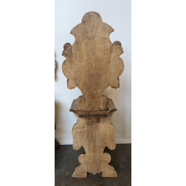 Pair of 19th C. Italian Renaissance Sgabello Hall Chairs - Heavily Carved Walnut For Sale - Image 10 of 18