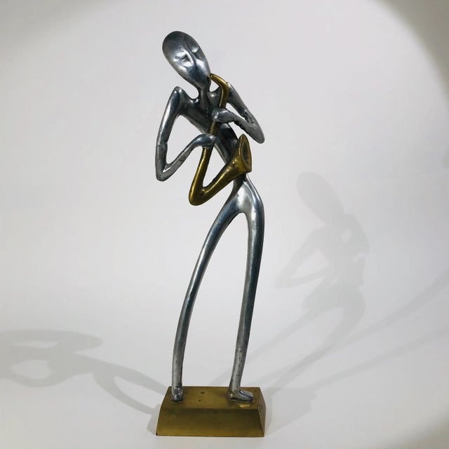 Contemporary 1960s Modernist Aluminum and Brass Figure For Sale - Image 3 of 11
