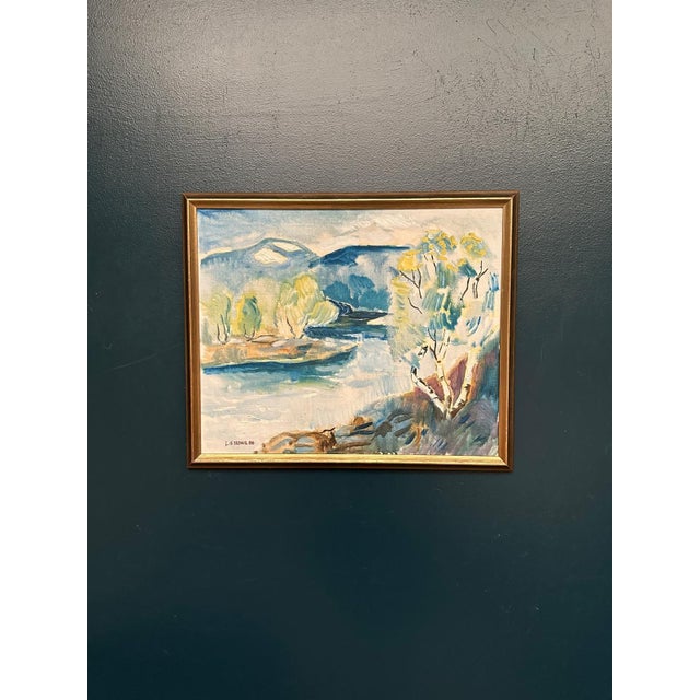 Original Vintage Swedish Oil on Canvas – “River” by Liljedahl – Signed & Dated 1986 – Vintage & Framed – 52 × 43 cm (20.5"...