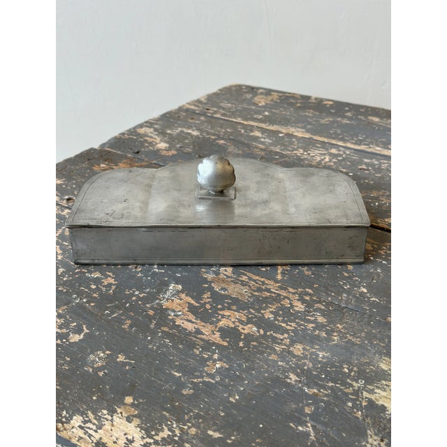 Vintage Swedish Art Deco Pewter Tabletop Box With Sculpted Shell Finial by Guldsmedsaktiebolaget, Circa 1930s For Sale - Image 13 of 17