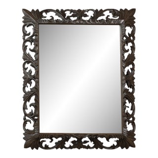 19th Century Renaissance Revival Hand-Carved Oak Mirror For Sale