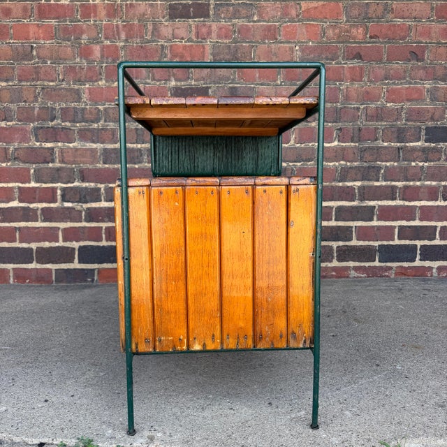 Dark Green Arthur Umanoff Outdoor Iron Bar Cart Mid Century Modern For Sale - Image 8 of 12