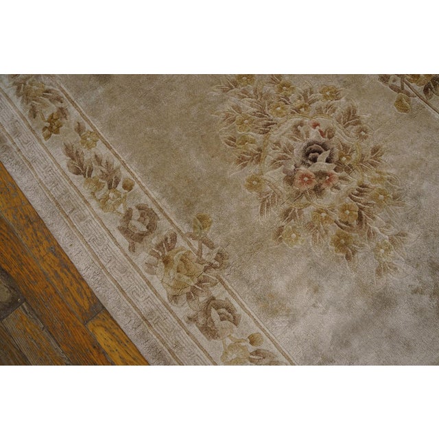 Late 20th Century 1980s Light Gray Floral Vintage Chinese Silk Rug 3' X 5'2" Handknotted Wool Carpet For Sale - Image 5 of 18