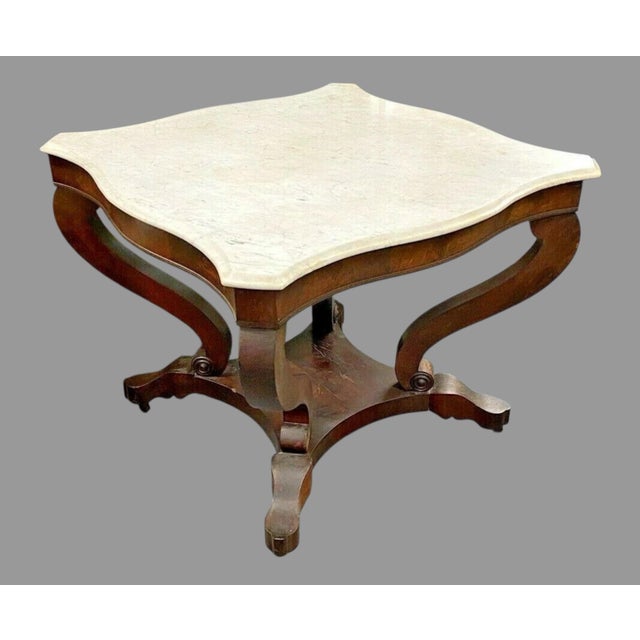 Antique Empire Marble Top Center Table Walnut Parlor Console Sofa Table Description A striking antique Empire marble top...