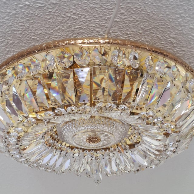 Gold Vintage Ceiling Light in Brass and Lead Crystal from Palwa, Germany, 1960s For Sale - Image 8 of 18