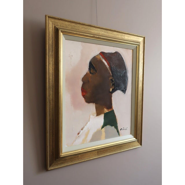 Mid-Century Modern 'The Quiet Within' Swedish Figurative Portrait Oil Painting, Framed For Sale - Image 4 of 12