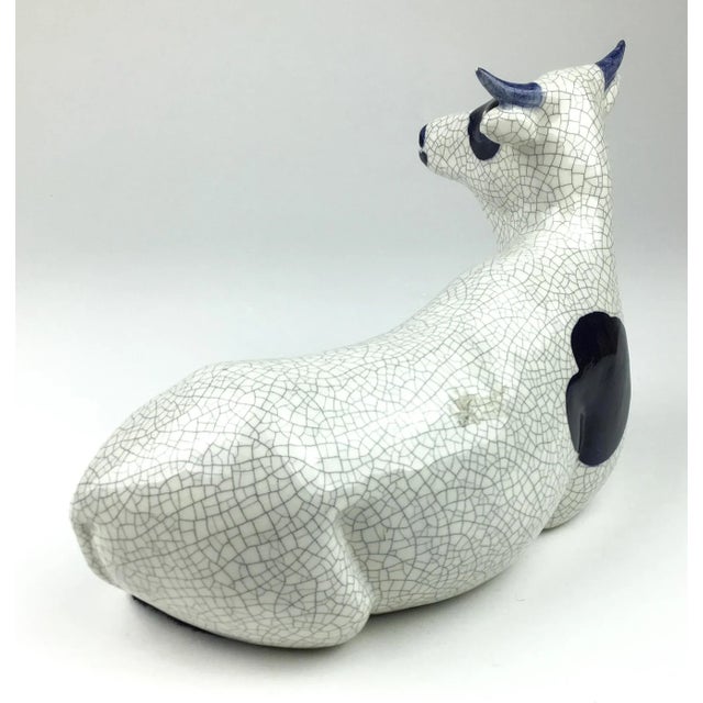 Off-white Vintage Hand Fired Artisan Pottery Cow From the Manger For Sale - Image 8 of 13