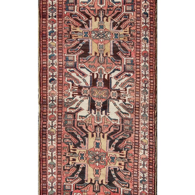 Tribal Multicolored Antique Persian Karajeh Runner With Vertical Geometric Tribal Medallions For Sale - Image 3 of 8