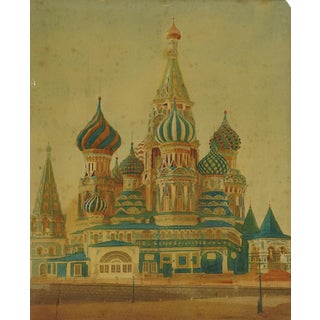St. Basil's Cathedral Moscow Hand Tinted Photograph For Sale