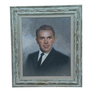 1960s Mid‑Century Modern Oil Portrait of a Gentleman For Sale