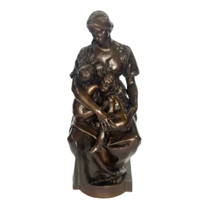 19th Century "The Mother" French Bronze Sculpture by P. Dubois