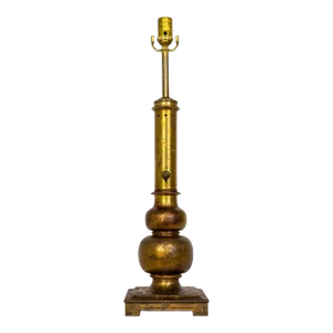 Mid 20th Century Stiffel Style Rustic Patinated Brass Table Lamp