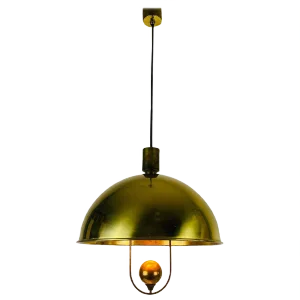 Polished Brass Pendant Lamp by Florian Schulz, 1970s