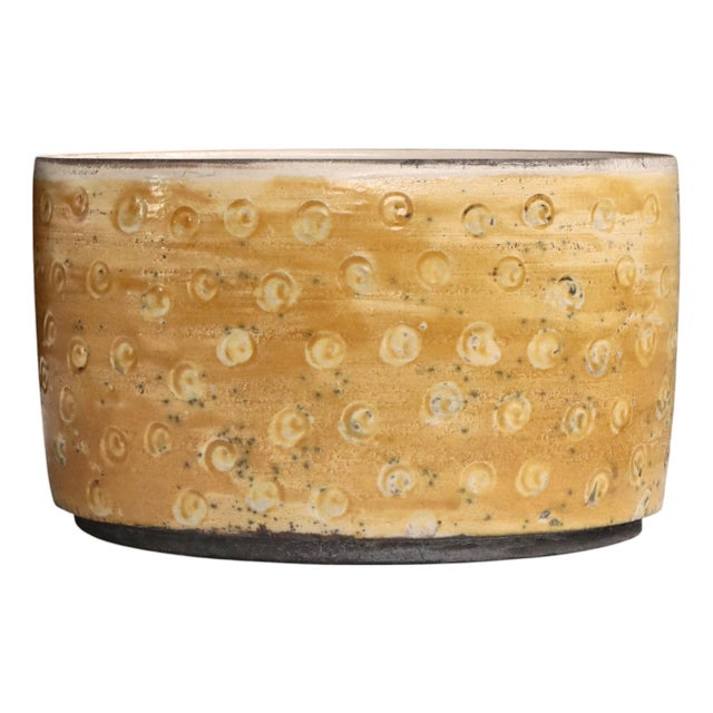 Scandinavian Modern Raku-Fired Stoneware Bowl attributed to Inger Rokkjær, 2003 For Sale