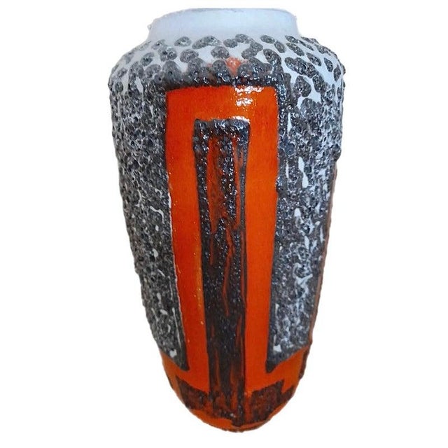 60s Huge 1.5 Ft Schuerich Brutalist Geometric Fat Lava Floor Vase Umbrella Walking Stick Holder Germany For Sale In Tampa - Image 6 of 7